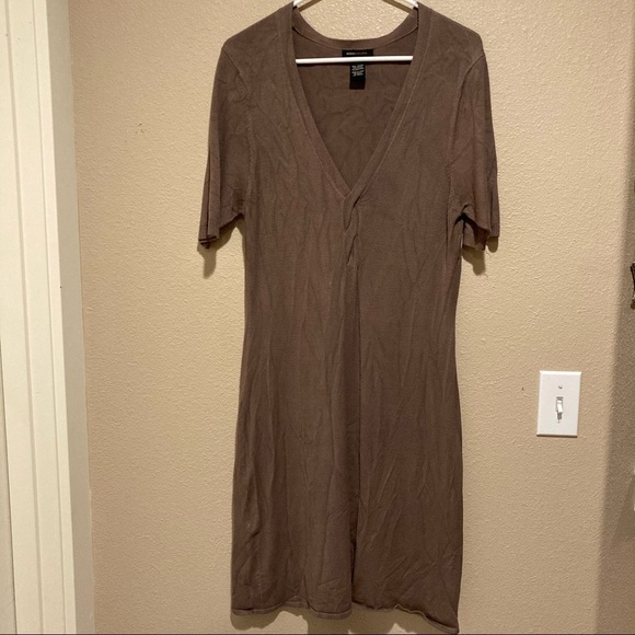 BCBG MaxAzria Knit Body Con Dress - Brown - Large - Twist Detail - Picture 1 of 7